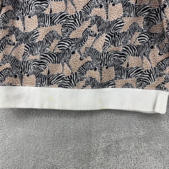 J Crew Sweater Womens S Brown Zebras Novelty Print Terry Crew Neck Long Sleeve - Picture 15 of 15